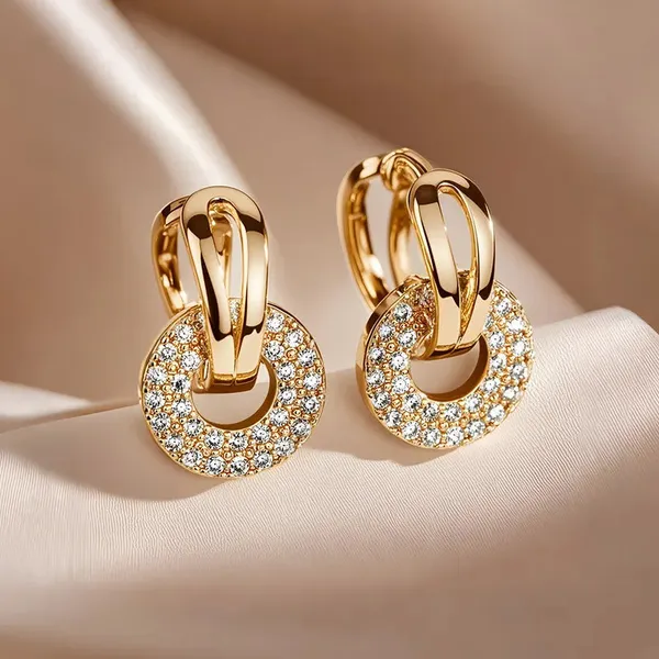 Gold_And_White_Circle_Earrings_For_Women